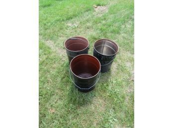 3 Metal Buckets With Handles