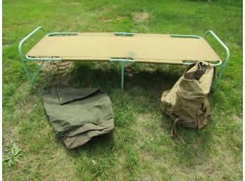 US Military Lot - Backpack, Cot, Laundry Bag & Sleeping Bag