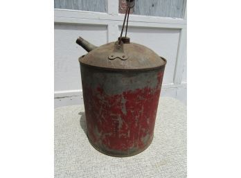 Vintage  12.5' Tall Aluminum Galvinized Gas Can - Some Original Red Paint