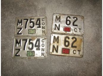 4 Vintage Connecticut License Plates