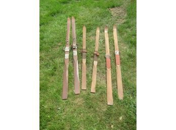 3 Pairs Vintage Maple Wood Skis