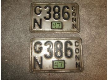 2 1947 Connecticut License Plate GN 386