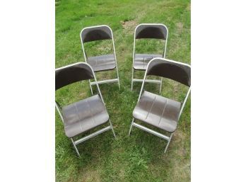 4 Lyon Brown Metal Folding Chairs