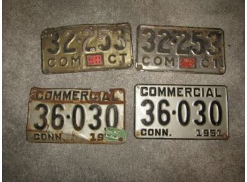 4 Vintage Connecticut Commercial License Plates
