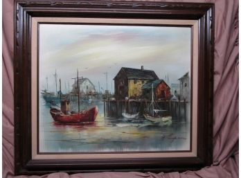Harbor Scene Painting By A. Simpson