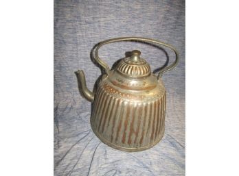 LARGE SILVER ON COPPER TEAPOT KETTLE
