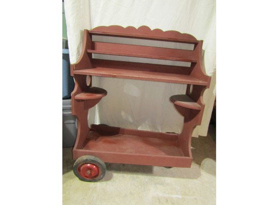 Rolling Wood Kitchen Bar Garden Cart Shelf
