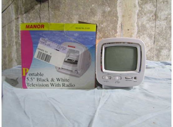 Manor Portable B & W TV - Radio - Light