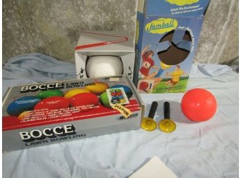 Outdoor Game Lot - Bocce, Jamball & Soccer