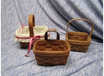3 Small Longaberger Baskets 1988 & 1989