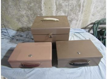 2 Metal Lock Boxes & Metal File Cabinet