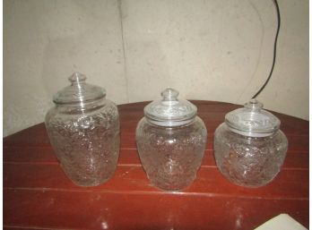 3 GLASS CANISTERS SET