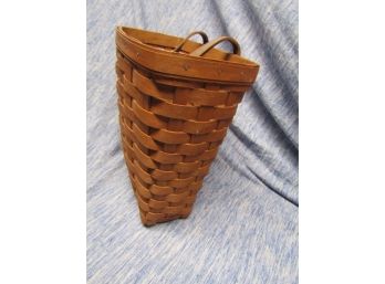 Longaberger Wall Mail Hanging Basket W/ Leather Handle 9.5'