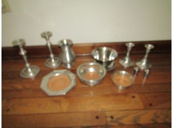 Pewter Bowls & Candlestick Lot