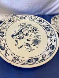 Navy & White Platter Plates