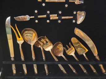 Vintage Brass Bamboo Cutlery Set