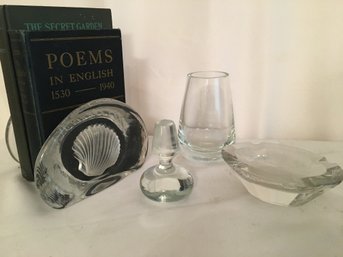 Glass  Scallop Shell Bookends , Assorted Glass Etc