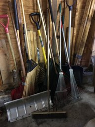 Bundle Of Rakes, Broom And Shovels