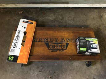 Handy Andy Creeper , Tire Inflater And Blade For Tree Pruner