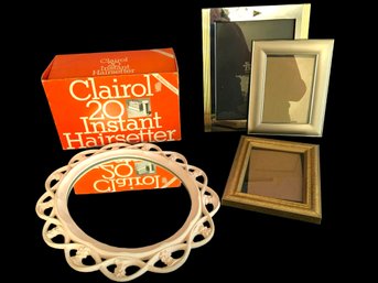 Vintage Clairol Heated Curlers, Mirror, Frames