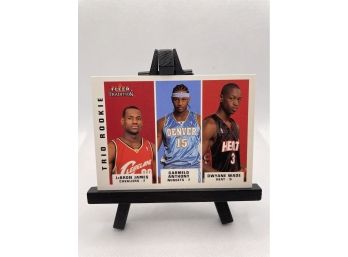 LeBron James 03-04 Fleer Tradition Trio Rookies RC W/ Wade & Melo!! Mint!! POSSIBLE PSA 10!