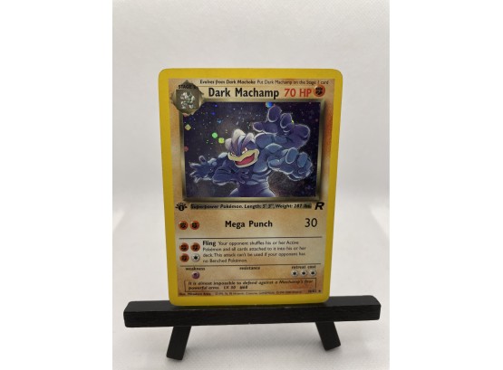 Pokemon 1st Edition Dark Machamp Holo With Swirl!