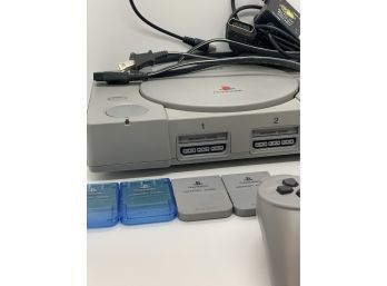 Playstation 1 Console With Memory Cards And Control