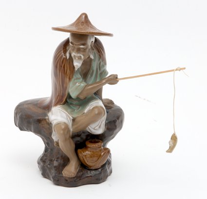Chinese Fisherman Mudman Porcelain Figurine