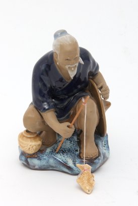 Chinese Fisherman Mudman Porcelain Figurine