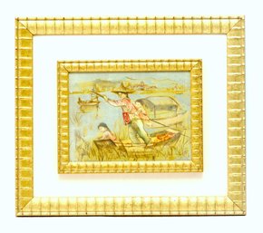 Double Framed Edna Hibel Lithograph Sampan Signed By Artist Edition 43/475