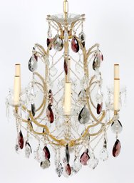 Louis XV Style 5-Light Bronze Amethyst Crystal Chandelier