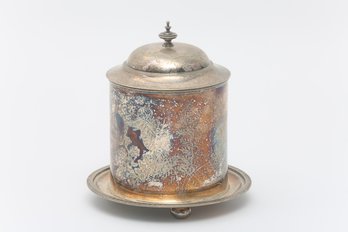 19th Century English Silver Plated Oval Biscuit Caddy