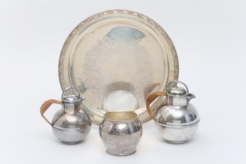 Silver Plate Tea Service With Sterling Spoon