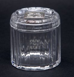 Crystal Biscuit Dish With Silver Bowtie Lid