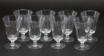 Collection Of Vintage Etched Glasses