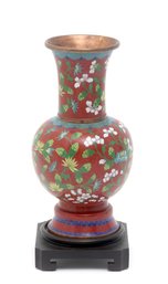Asian Cloisonne Vase Measures 12' H On Base.