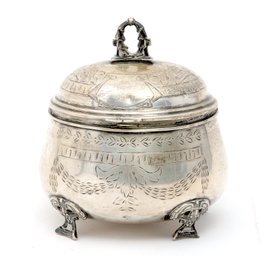 Antique Silver Plated Biscut Jar With Lid
