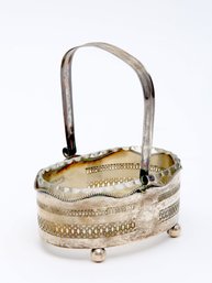 Art Nouveau Silver Basket With Glass Insert