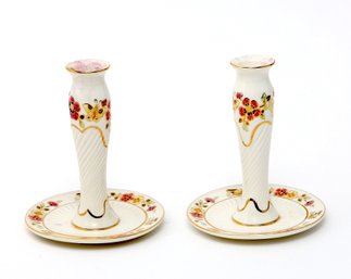 2 Zsolnay Porcelain Candle Holders  Measures 6' H X 4'