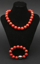 Bamboo Coral Necklace And Matching Bracelet
