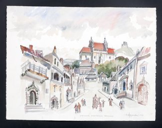 Kazimierz Market Place/watercolor/signed