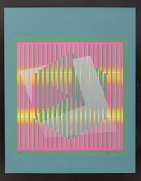 Abstract Graphic Op Art Screen Print Signed By Artist Series 5/25