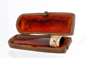 Victorian Cigar Mouthpiece Amber Gold Vermeil