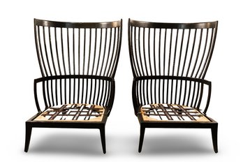 TARAKAN Wing (Black) Wood High Back Chairs Original Retail $3129.00