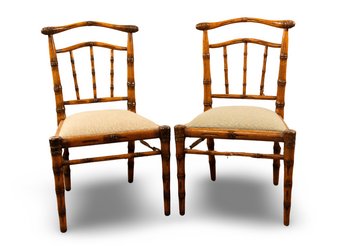 Pair Of Jerry Pair Carlyle Carved Maple Side Chairs