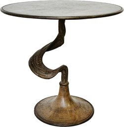 Mid Century Heavy Bronze Table With Swirl Base
