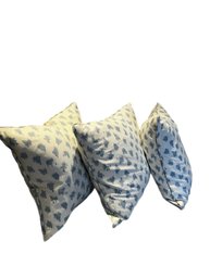 Set Of Three Custom Blue And White Pillows