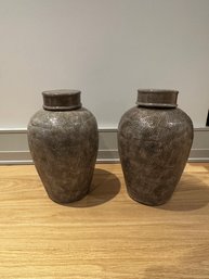 Pair Of Brown/Gray Jar And Vases