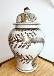 Brown Porcelain Hong Wu Plum Blossom Motif Temple Jar