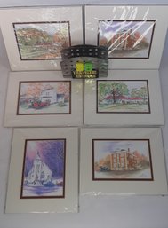 6 Matted Watercolors